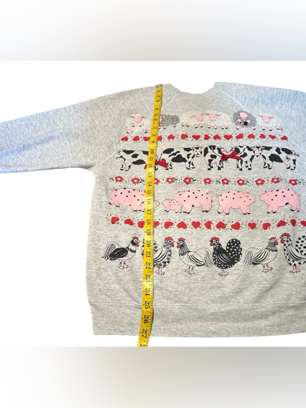 Vintage 1992 Farm Animal Sweatshirt Cottagecore Cows Pigs USA OS - Picture 7 of 14